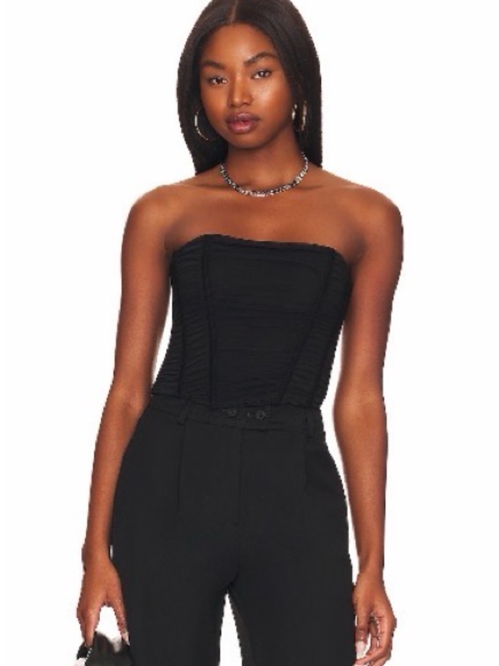 AllSaints Black Strapless Corset Top